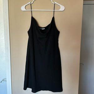 Black Cowlneck Slip Dress